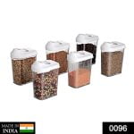 096 Plastic Easy Flow Storage Jar with Lid (750ml, Set of 6)