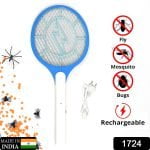 1724 Mosquito Killer Racket Rechargeable Handheld Electric Fly Swatter Mosquito Killer Racket Bat, Electric Insect Killer (Quality Assured) (with cable)