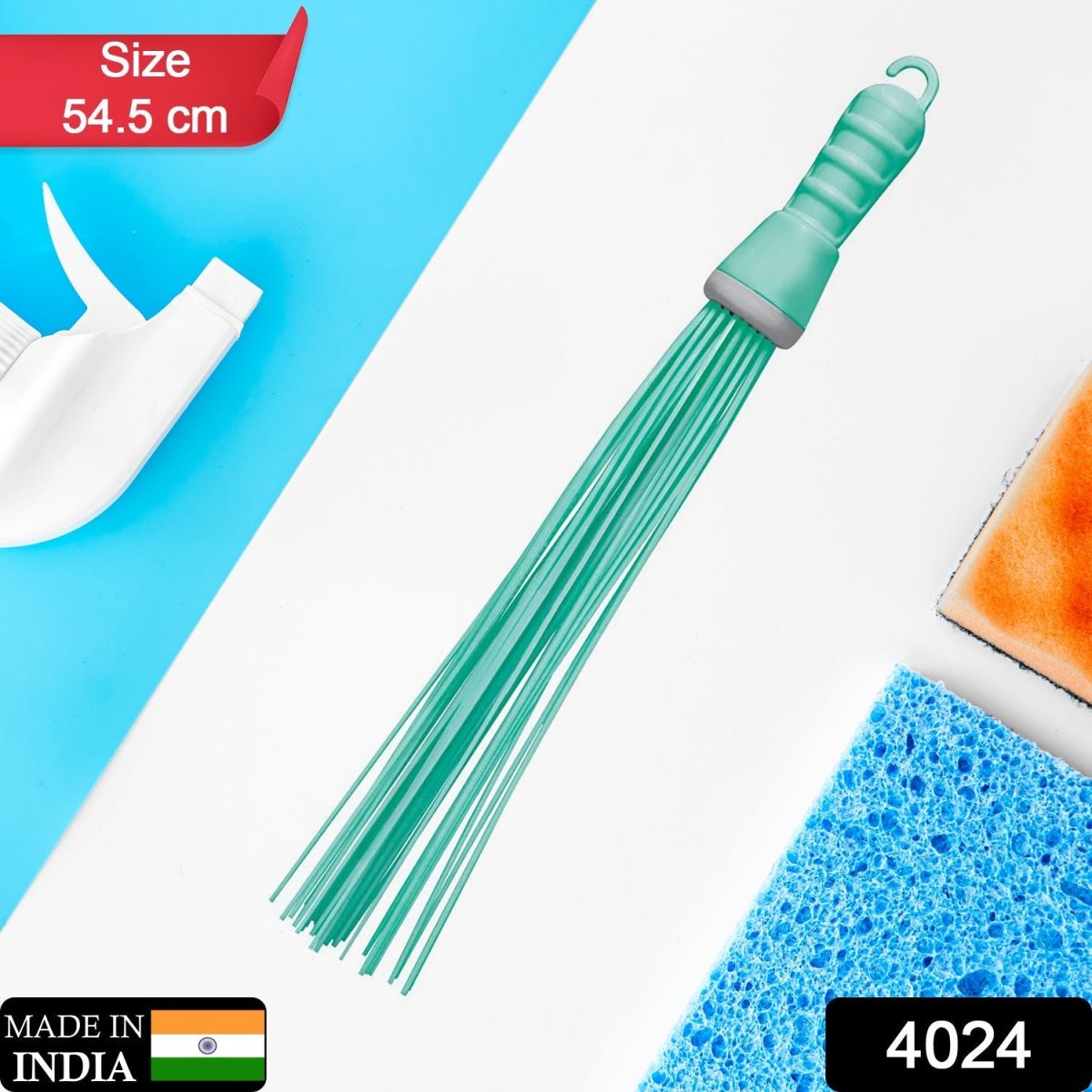 4024 Plastic Hard Bristle Broom for Bathroom Floor Cleaning and Scrubbing, Wet and Dry Floor Cleaning