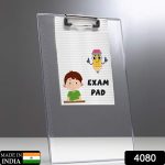 4080 Transparent Premium Exam Pad Best for Students in All Exams Unbreakable Flexible Board with a Centimeter Measuring Side Pad For School & Exam Use