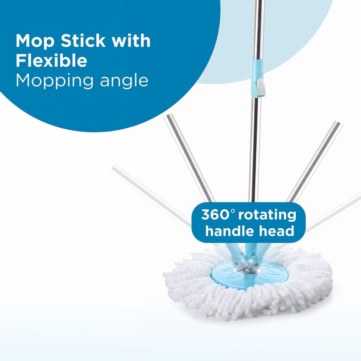 8703 Spin Mop with Bigger Wheels and Plastic Auto Fold Handle for 360 Degree Cleaning