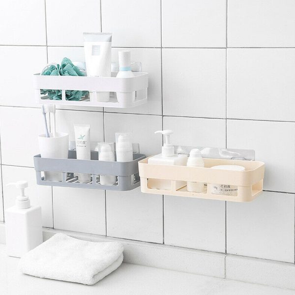 4029 ABS Plastic Shower Corner Caddy Basket Shelf Rack with Wall Mounted Suction Cup for Bathroom Kitchen