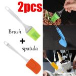 2825 2 in 1 Combo of Big Brush & Spatula Set for Pastry, Cake Mixer, Decorating, Cooking, Baking, Grilling Tandoor | Bakeware Combo | Kitchen Tool Set