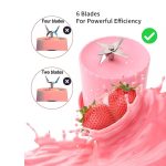 5334A BLENDER PORTABLE JUICER FOR SMOOTHIE , JUICE , VEGETABLE SHAKES WITH 6 BLADES WIRELESS CHARGING MINI PERSONAL SIZE MIXER BOTTLE GRINDER, 380 ML MULTICOLOR