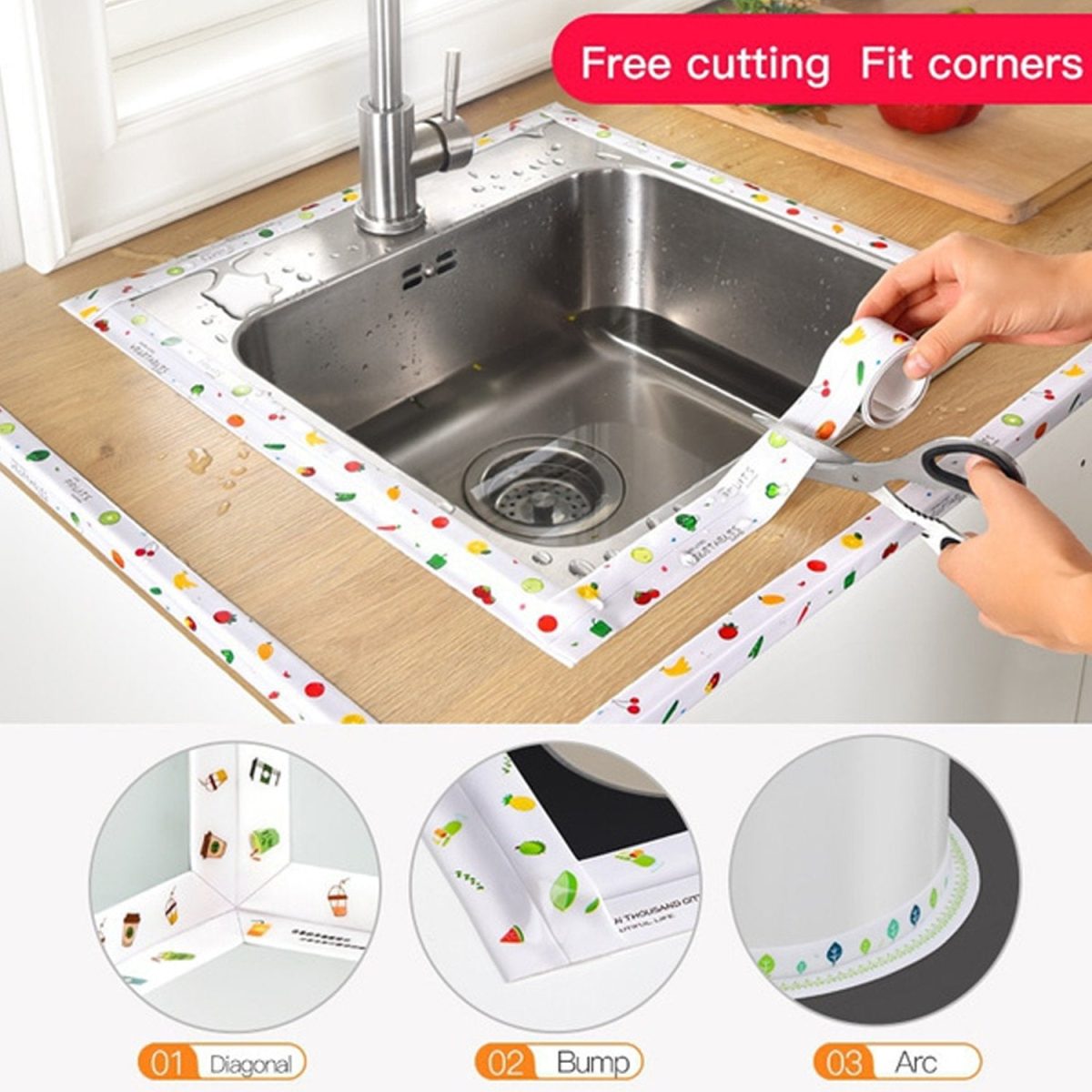 4652 Kitchen Sink Platform Sticker Bathroom Corner Tape (2Meter Size)