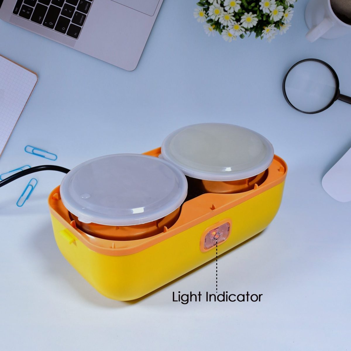 2944 2Layer Electric Lunch Box for Office, Portable Lunch Warmer with Removable 4 Stainless Steel Container.