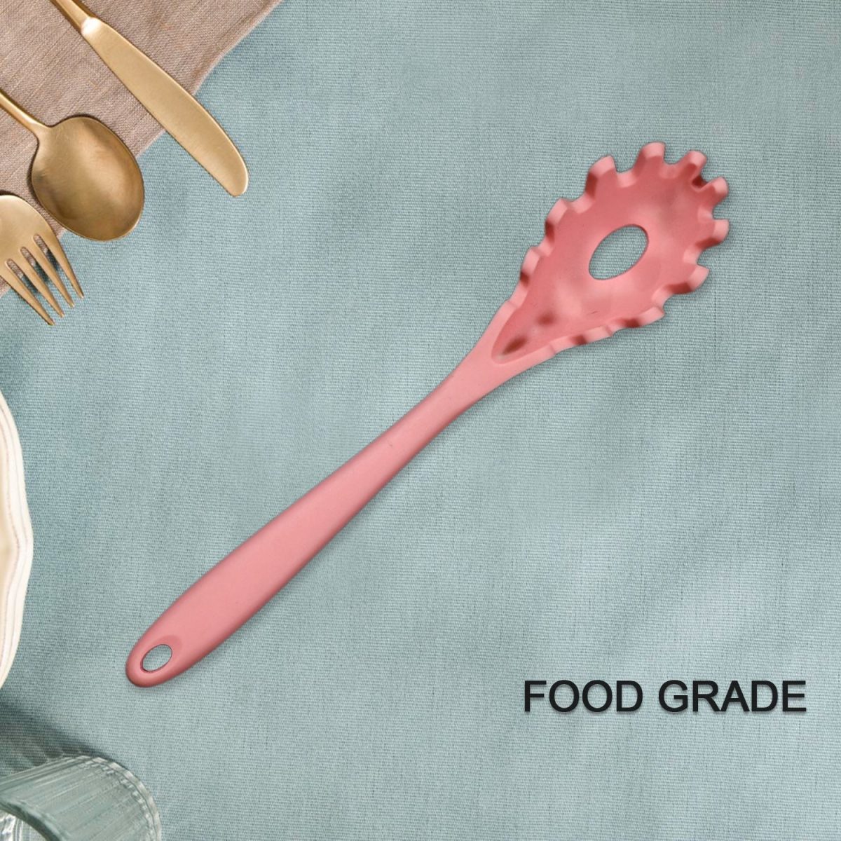 5425 Pasta Fork Silicone Cookware Spaghetti Strainer Server Spoon no Hurt The Pot High Temperature Resistant Nonslip.