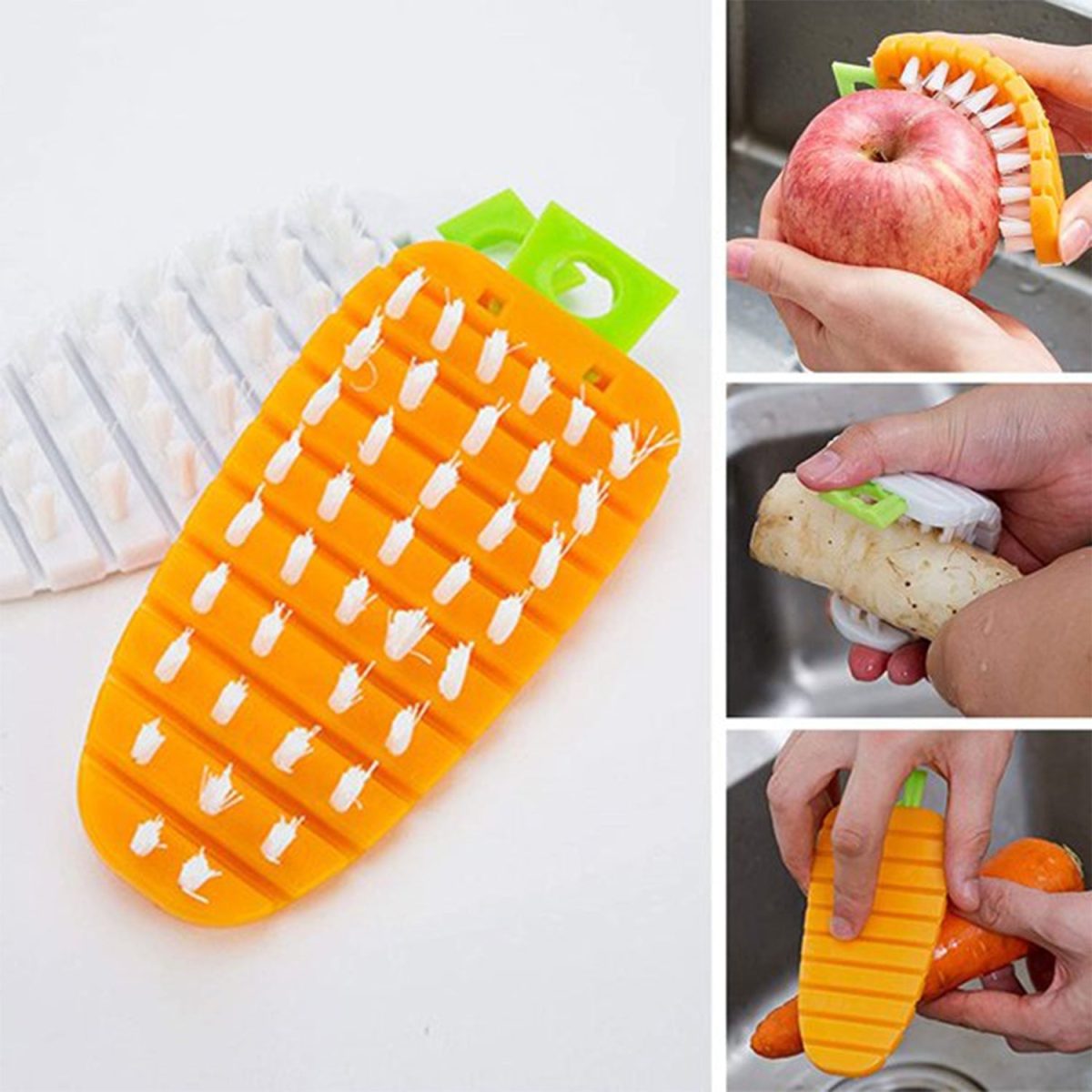 2909 Vegetable Scrubbing Brush, Vegetable Scrubber Non‑Toxic Fruit Brush Carrot Shape Vegetable Brush for Potato for Vegetable