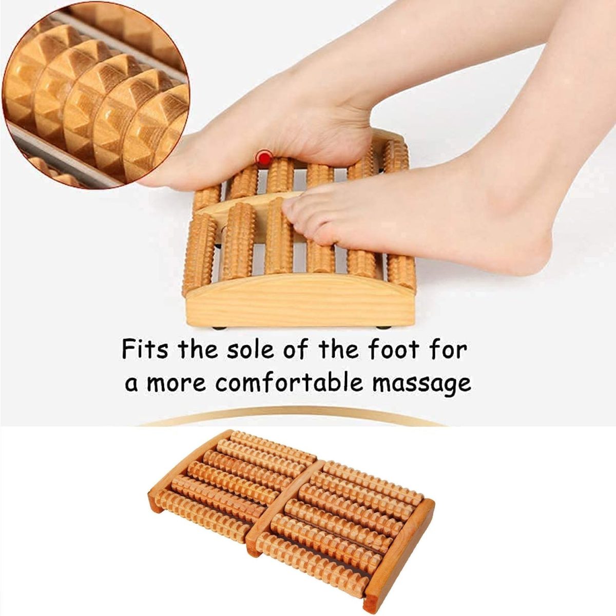 7262 Wooden Foot Massager Roller Reflexology Foot Massager for Increase Blood Circulation and Plantar Fasciitis Relieve Pain