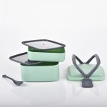 2837A GREEN DOUBLE-LAYER PORTABLE LUNCH BOX STACKABLE WITH CARRYING HANDLE AND SPOON LUNCH BOX , Bento Lunch Box