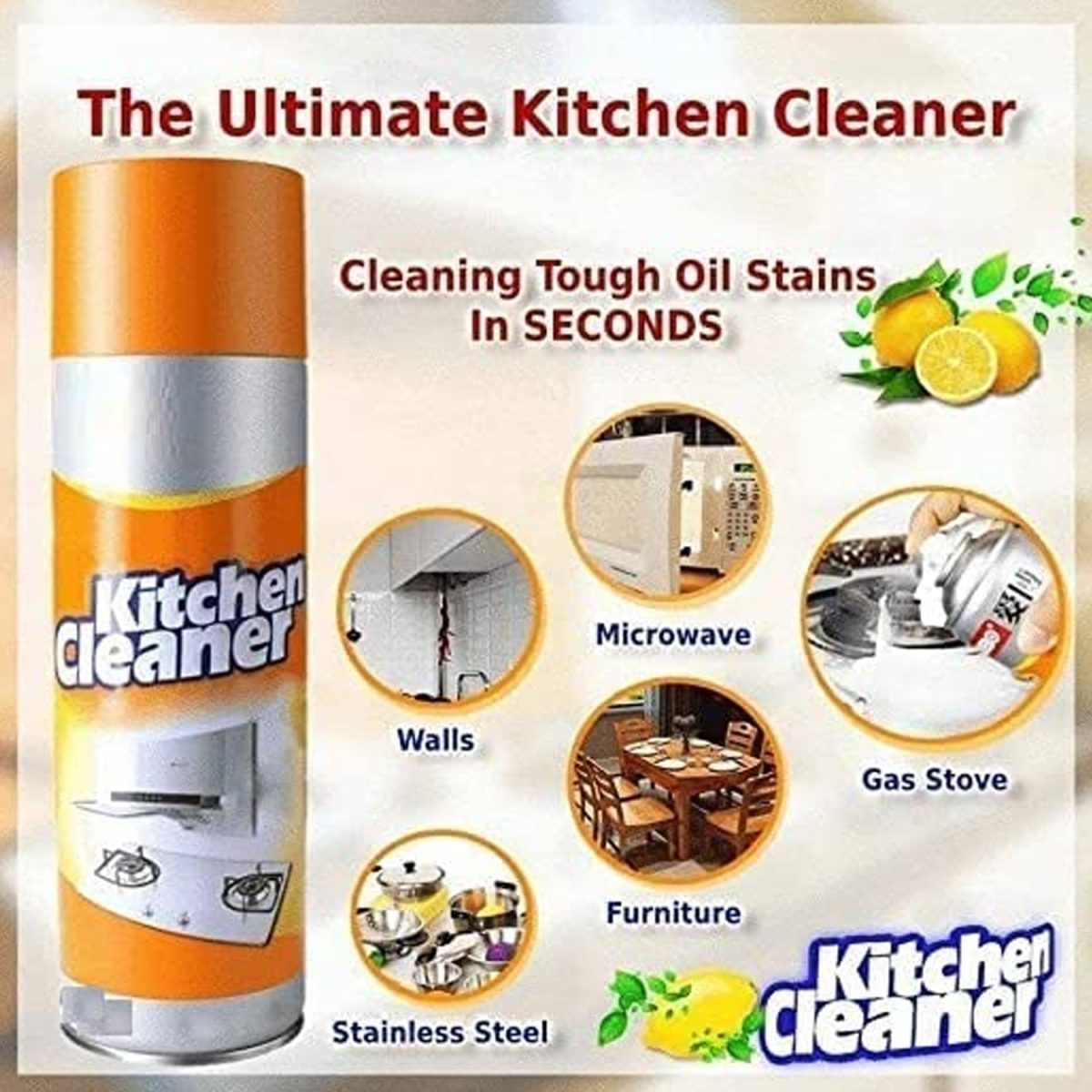 1331 Multipurpose Bubble Foam Cleaner Kitchen Cleaner Spray Oil & Grease Stain Remover Chimney Cleaner Spray Bubble Cleaner All Purpose Foam Degreaser Spray (500 Ml)