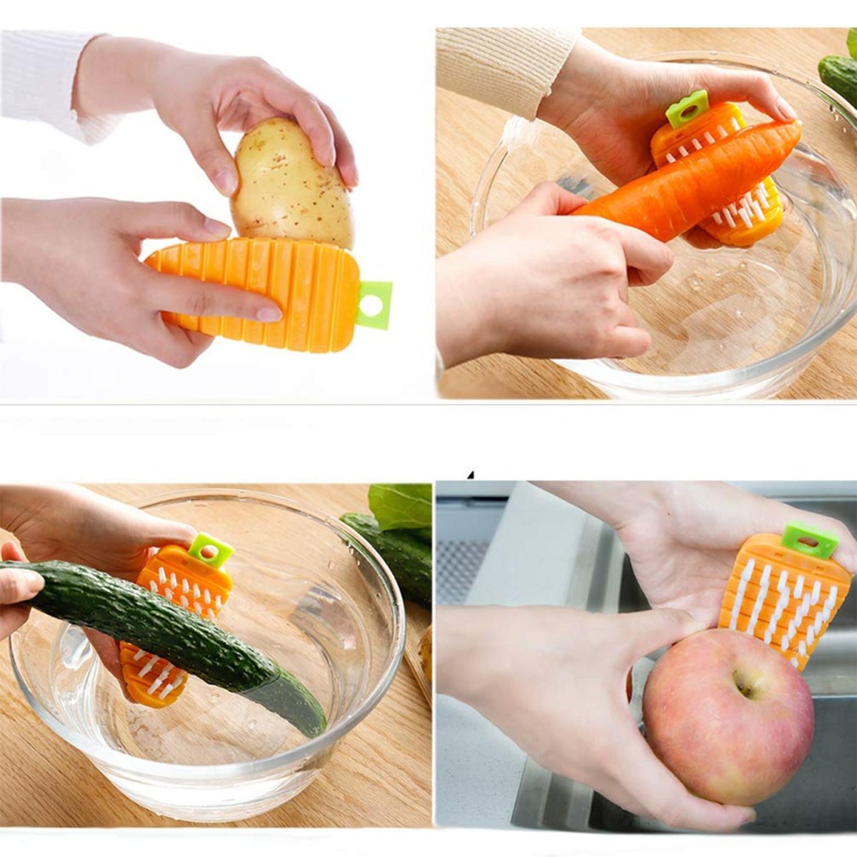 2909 Vegetable Scrubbing Brush, Vegetable Scrubber Non‑Toxic Fruit Brush Carrot Shape Vegetable Brush for Potato for Vegetable