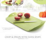 2389A Chop & Drain Vegetables Fruits Chopping Board Sleek Knife