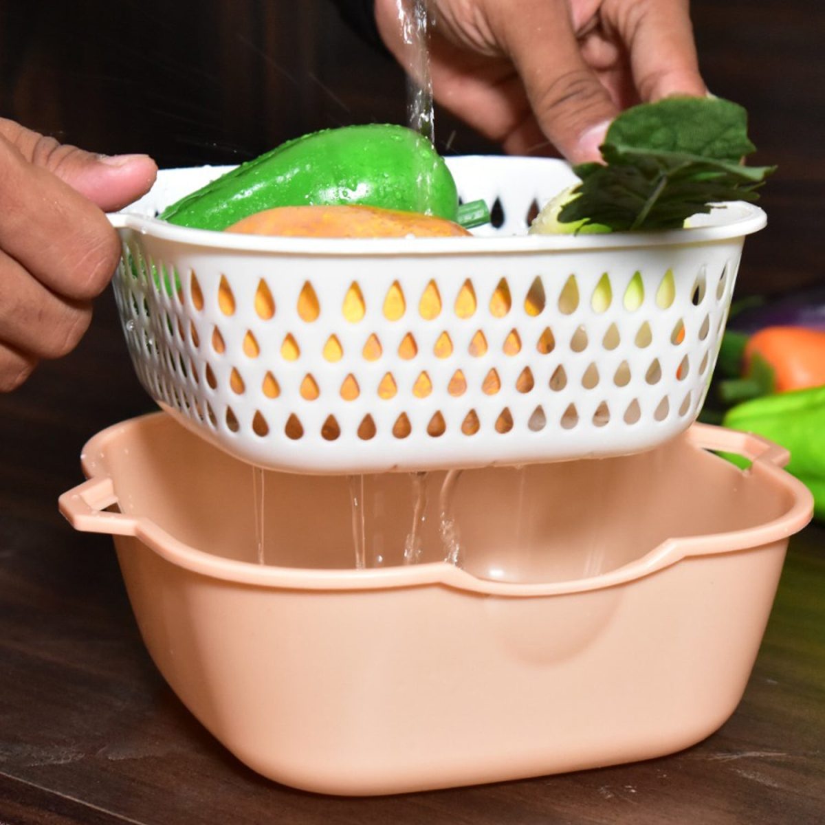 2785 2 In 1 Basket Strainer To Rinse Various Types Of Items Like Fruits, Vegetables Etc.