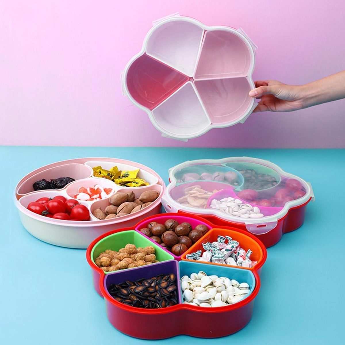 2863 5Compartments Party Food Storage Snack Nuts Box For Peanuts Fruits and Candy Box For Home & Kitchen Use