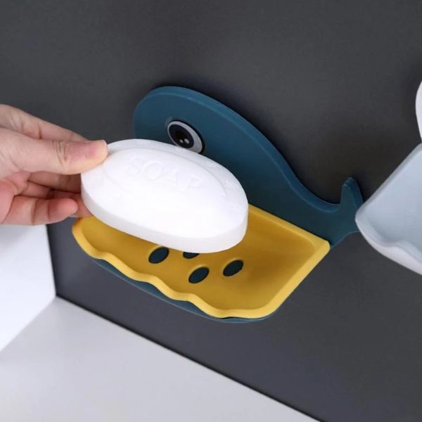 4047A Fish Shape Double Layer Adhesive Waterproof Wall Mounted Soap Bar Holder Stand Rack for Bathroom Shower Wall Kitchen