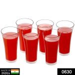 0630 Stylish look Plastic Juicy Glass, Transparent Glasses Set 300ml (6pcs)