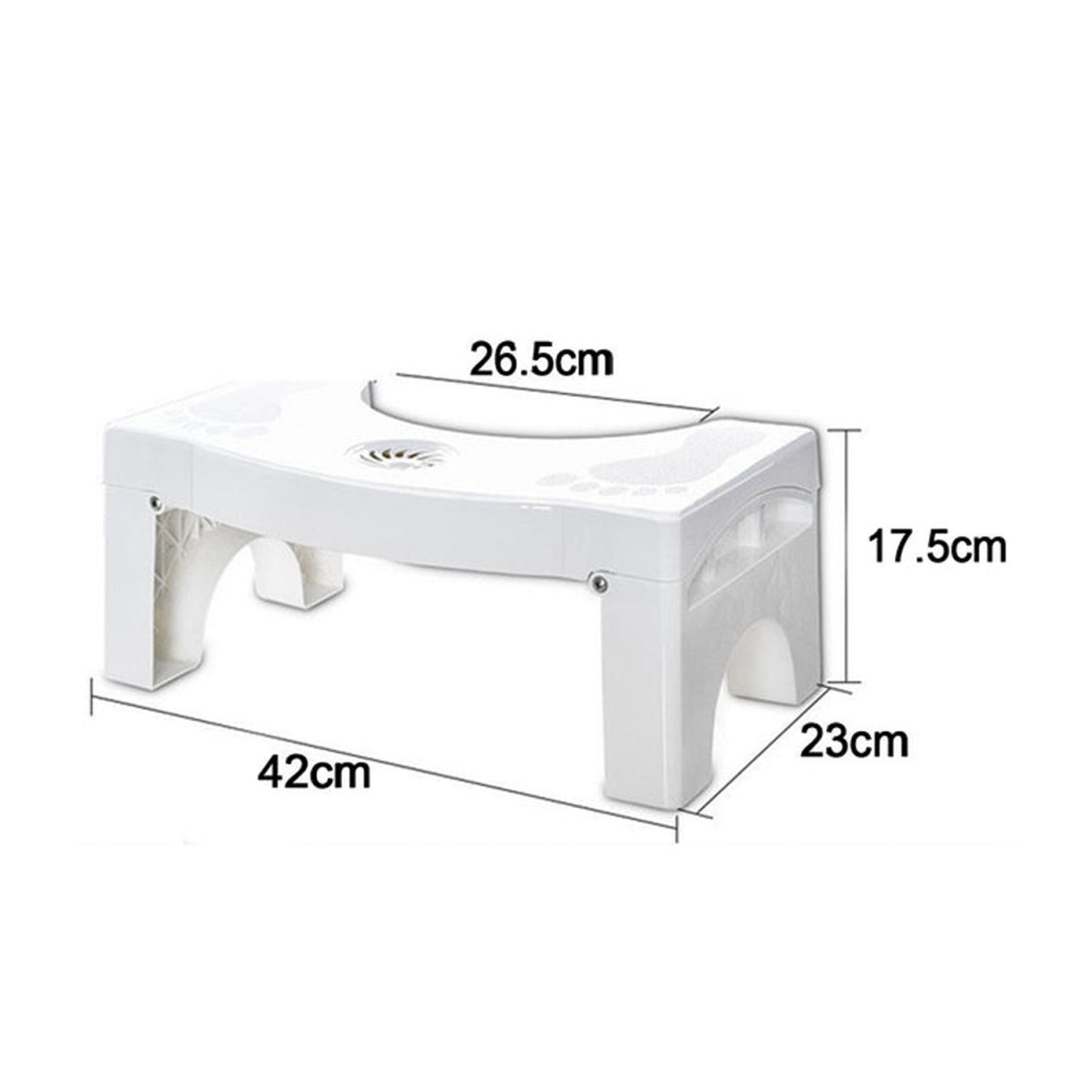 6005A Plastic Non-Slip Folding Toilet Squat Stool - White Color