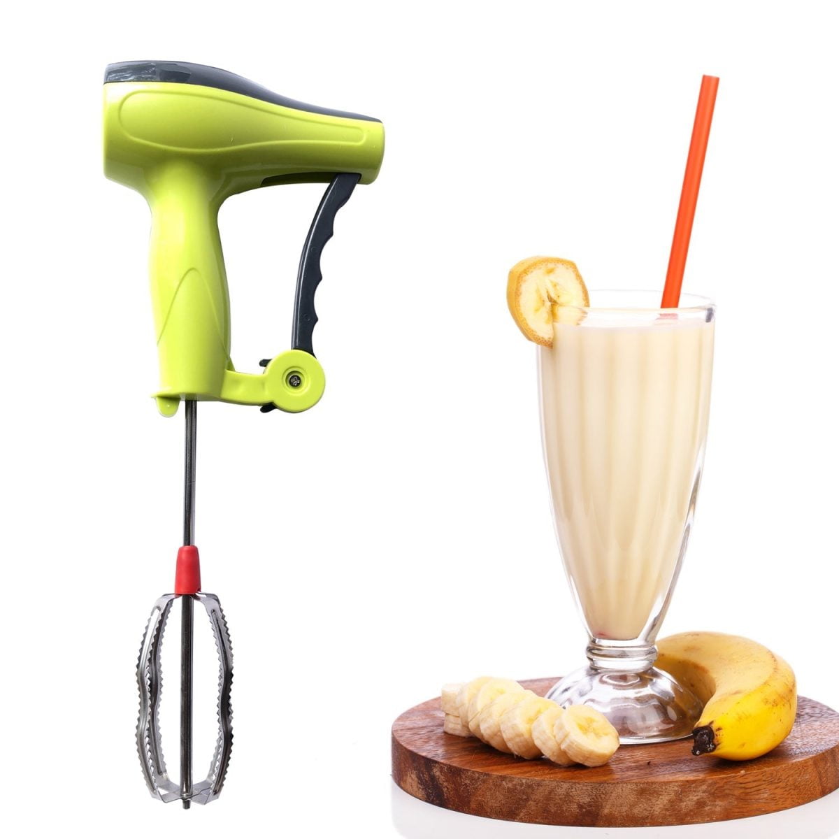 0723A Power Free Manual Hand Blender with Stainless Steel Blades, Milk Lassi Maker, Egg Beater Mixer Rawai