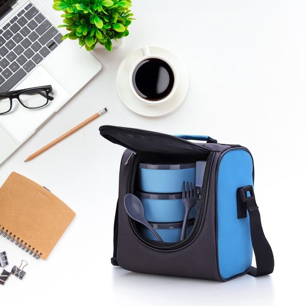 5106 All in One Lunch Box With Fabric Bag For Office & School Use