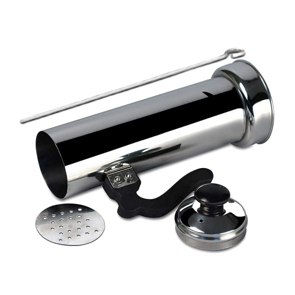 5311 Puttu Maker with Steamer Plate, Metal Stick, Black Plastic Handle, Silver Lid,  Puttu Maker Set  To Use with Pressure Cooker Top, Food Grade Stainless Steel