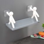 9271B Self Adhesive cute Floating Shelves Wall Shelf | Wall Mounted Organizer - Human Figurine | Brown Box