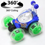 4482 Rechargeable 360 degree stunt rolling remote control car with colourful 3d lights and music for kids