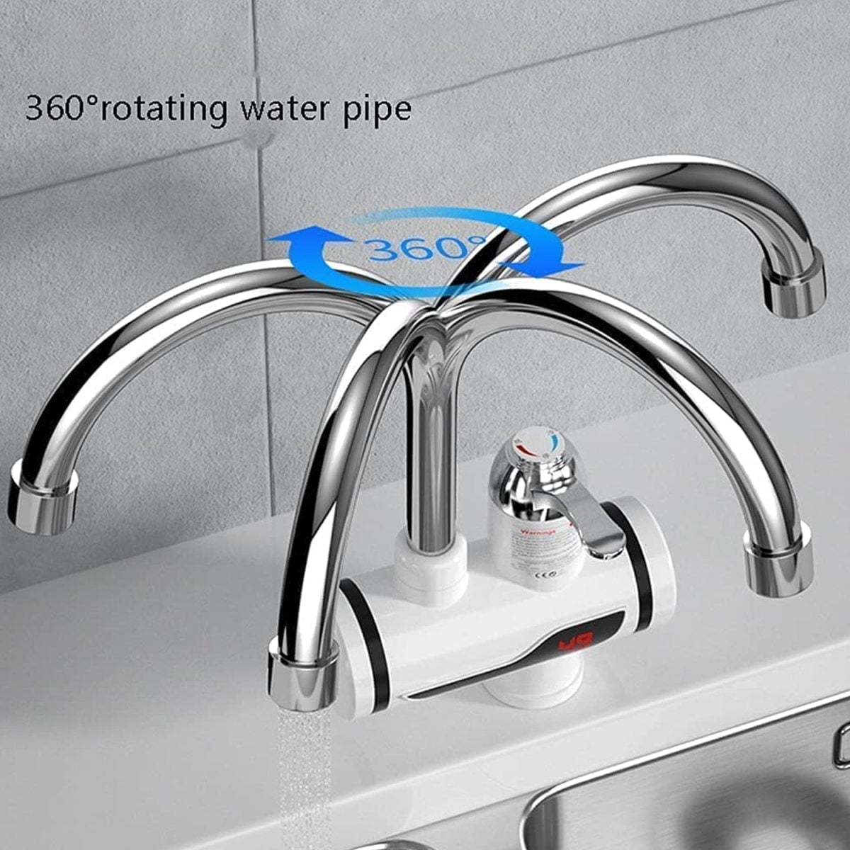 1684A Stainless Steel LED Digital Display Instant Heating Electric Water Heater Faucet Tap, Geyser