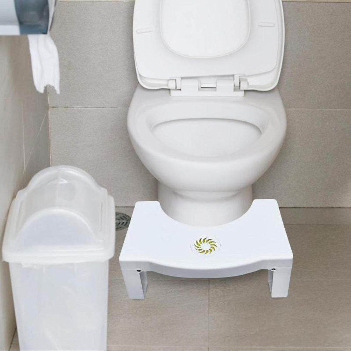 6005A Plastic Non-Slip Folding Toilet Squat Stool - White Color