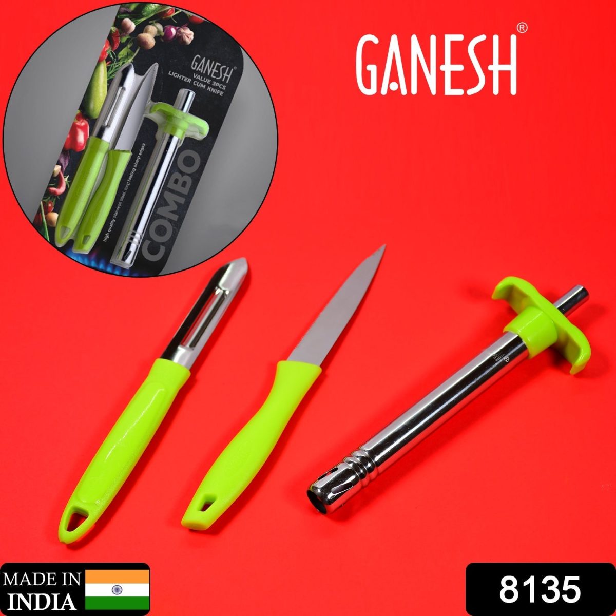 8135 Ganesh 3pc Lighter Cum knife and peeler.