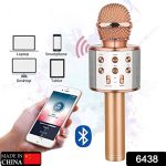 6438 Wireless Bluetooth Recording Condenser Handheld Microphone Bluetooth Speaker Audio Recording Karaoke with Mic (Multicolor 1 Pc)