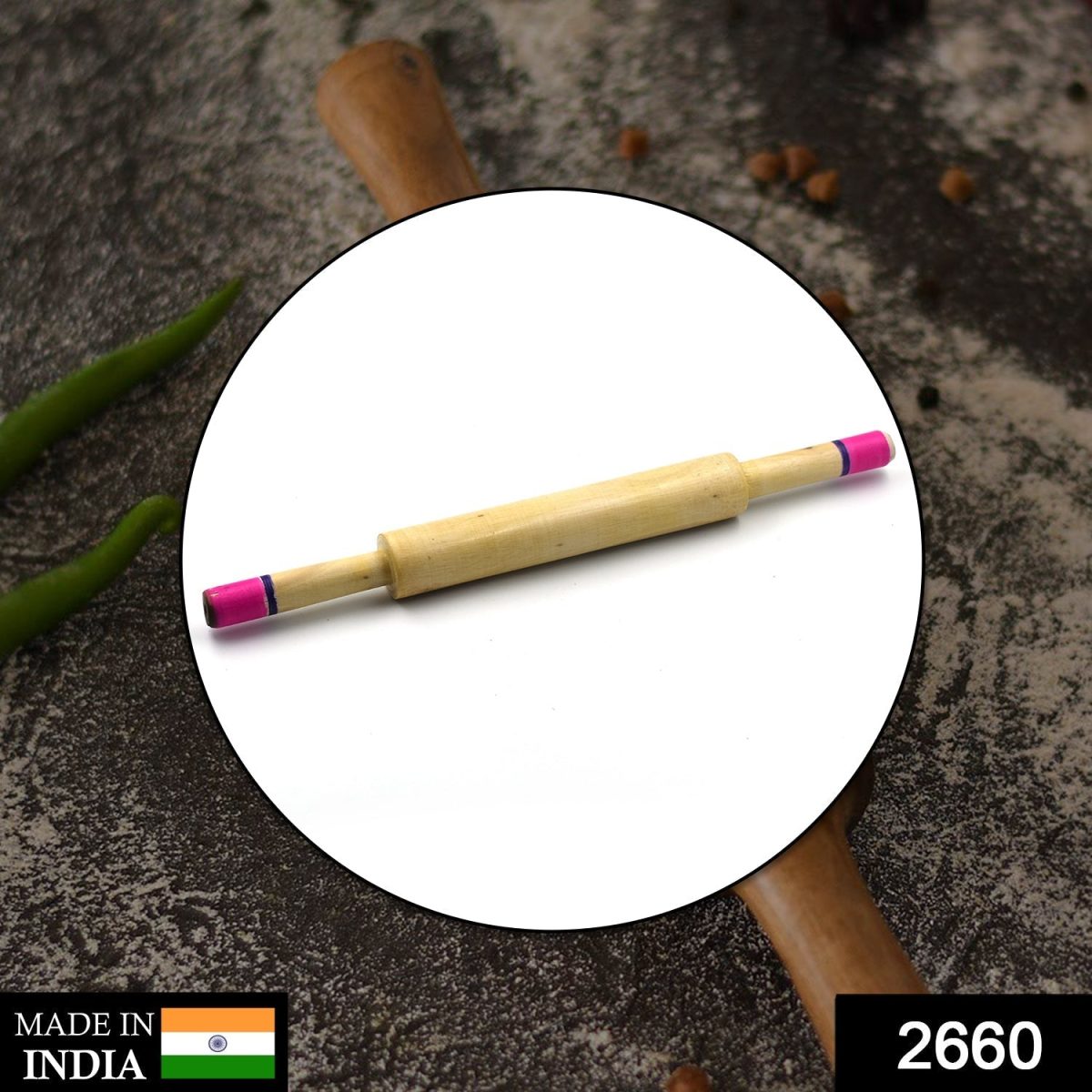 2660 Wooden Belan Used for Home Purposes Including Making Rotis Etc. (Belan Only)