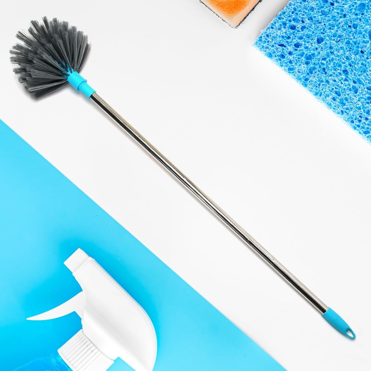 4021 Cobweb Brush With Stainless Steel Strong Long Extendable Handle for Dusting, Ceiling Cobweb Cleaning, Brush for Lights, Fans & Webs Cleaning for Home/Kitchen