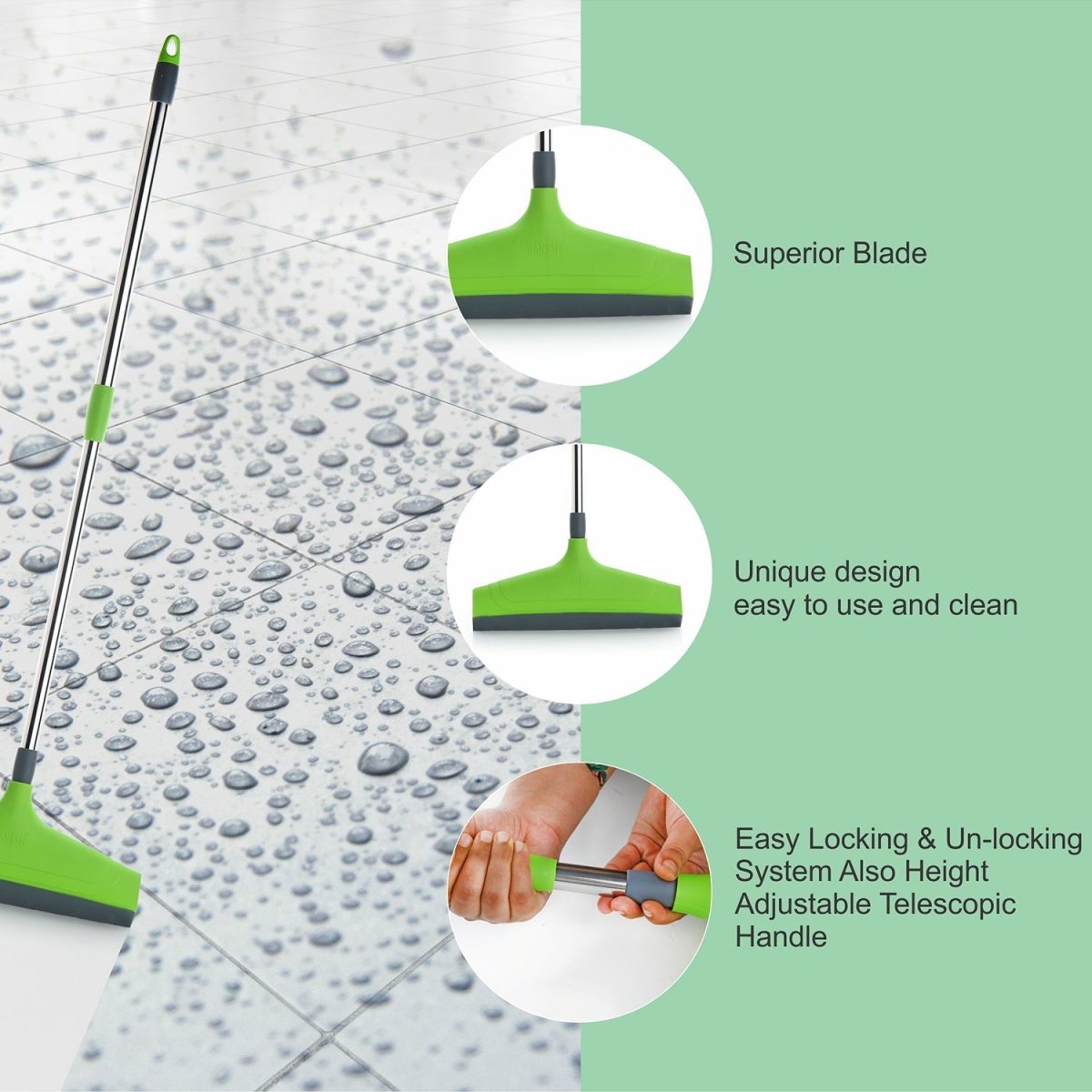 8708 Ganesh Telescopic Bathroom Wiper 12 Inch (30 cm)