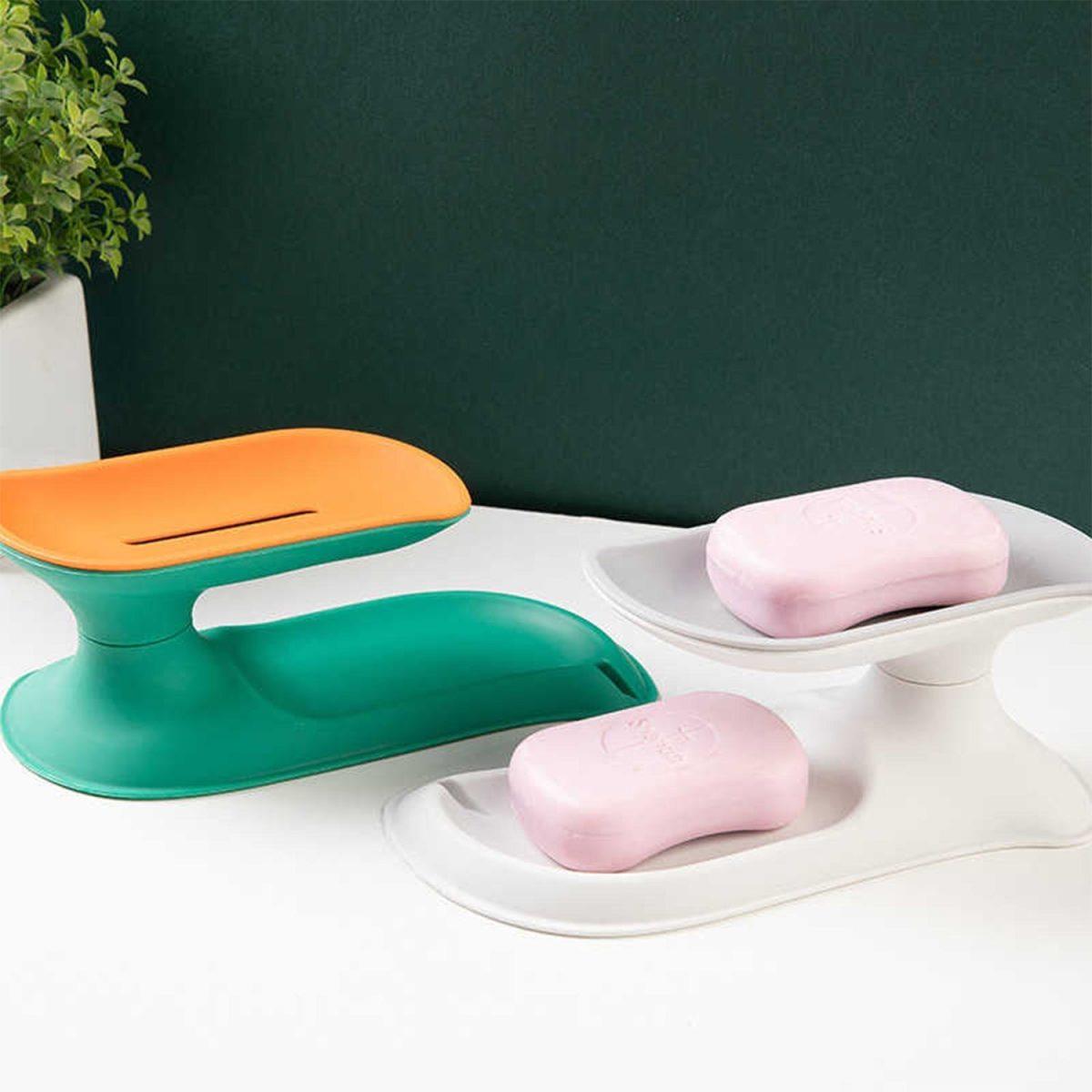 4860C Plastic Double Layer Soap Dish Holder| Decorative Storage Holder Box for Bathroom, Kitchen, Easy Cleaning ,Soap Saver.