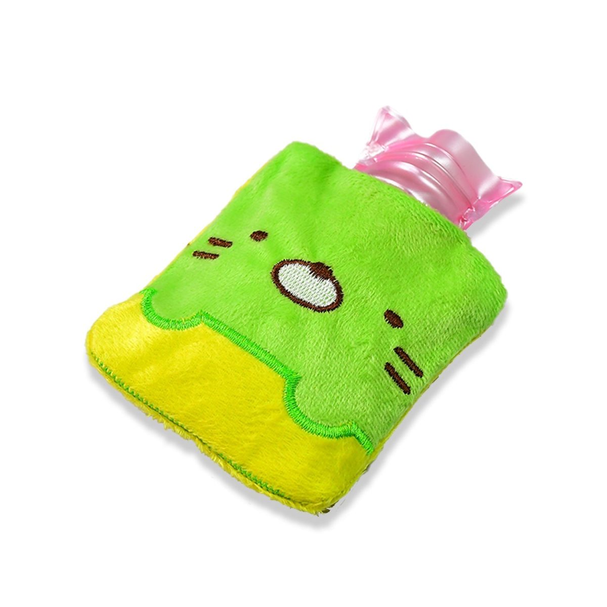 6514 Green Kitty small Hot Water Bag with Cover for Pain Relief, Neck, Shoulder Pain and Hand, Feet Warmer, Menstrual Cramps.