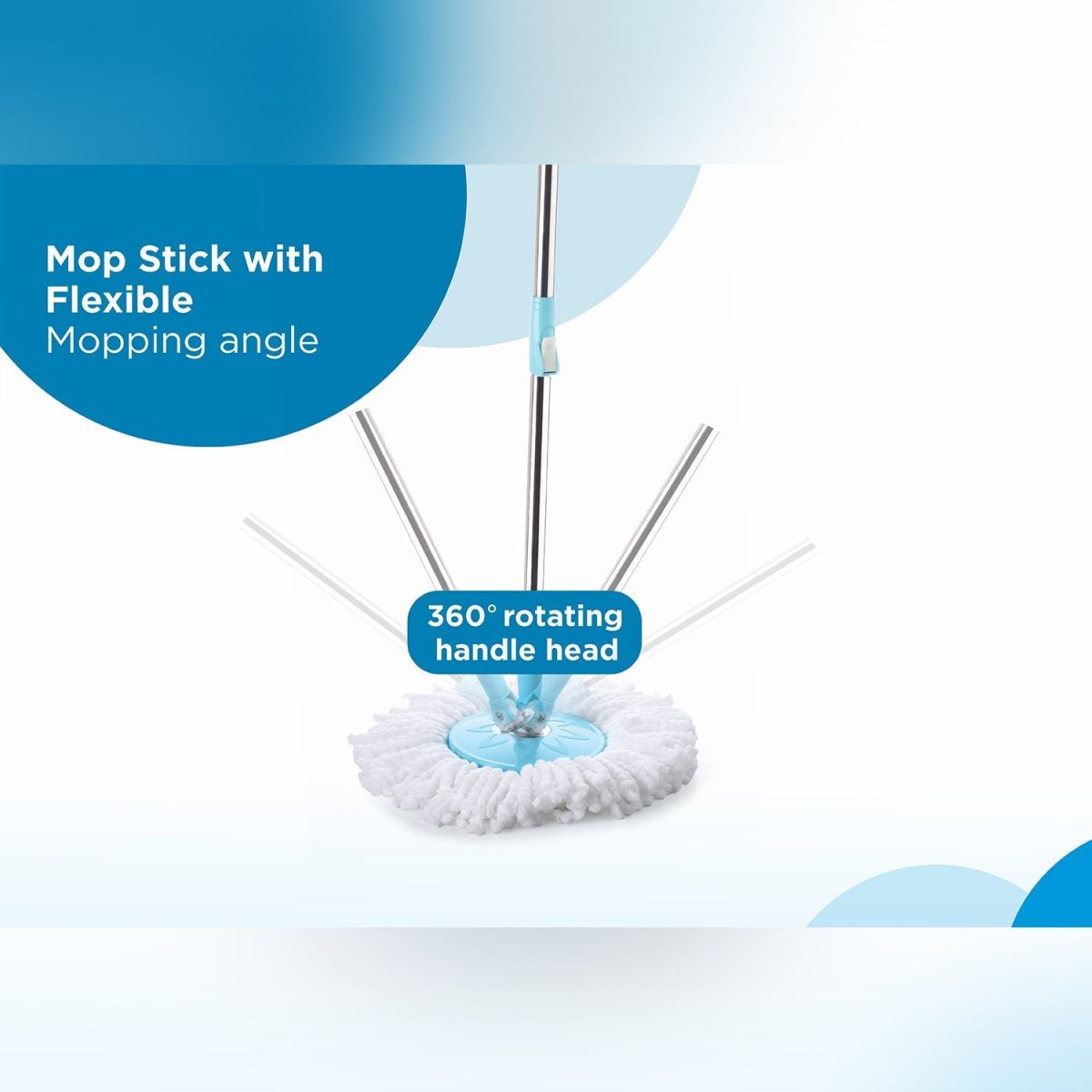 8712 Sporty Plastic Spin Mop with Bigger Wheels and Plastic Auto Fold Handle for 360 Degree Cleaning.