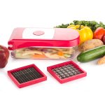 8102 Ganesh Plastic Chopper Vegetable and Fruit Cutter, Red