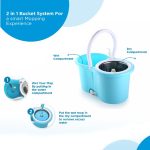 8702 Plastic Spinner Bucket Mop 360 Degree Self Spin Wringing with 2 Absorbers for Home and Office Floor Cleaning Mops Set