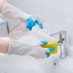 4934 Reusable Rubber Latex PVC Flock lined Elbow Length Hand Gloves cleaning gloves