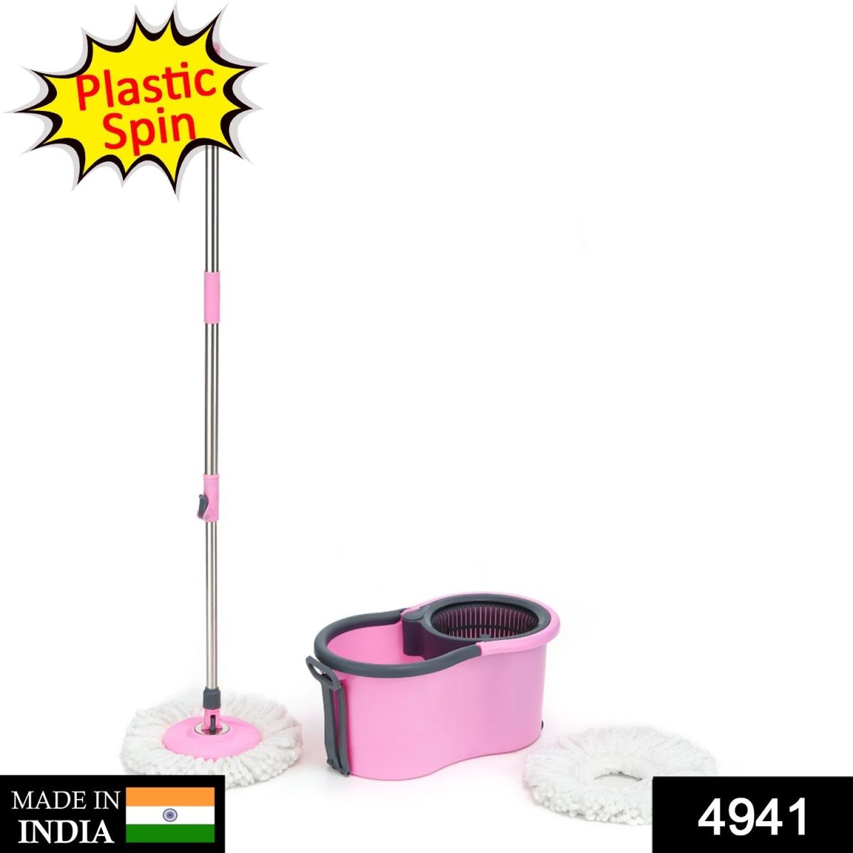 4941 Quick Spin Mop Plastic spin, Bucket Floor Cleaning, Easy Wheels & Big Bucket, Floor Cleaning Mop with Bucket