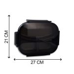 2976 Black Transparent Lunch Box for Kids and adults, Stainless Steel Lunch Box with 3 Compartments.