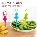 2046 Dancing Doll Fruit Fork Cutlery Set with Stand Set of 6.