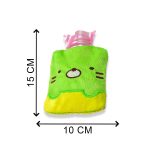 6514 Green Kitty small Hot Water Bag with Cover for Pain Relief, Neck, Shoulder Pain and Hand, Feet Warmer, Menstrual Cramps.