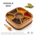 2032H Masala Box for Keeping Spices, Spice Box for Kitchen, Masala Container, Plastic Wooden Style, 7 Sections (Multi Color).