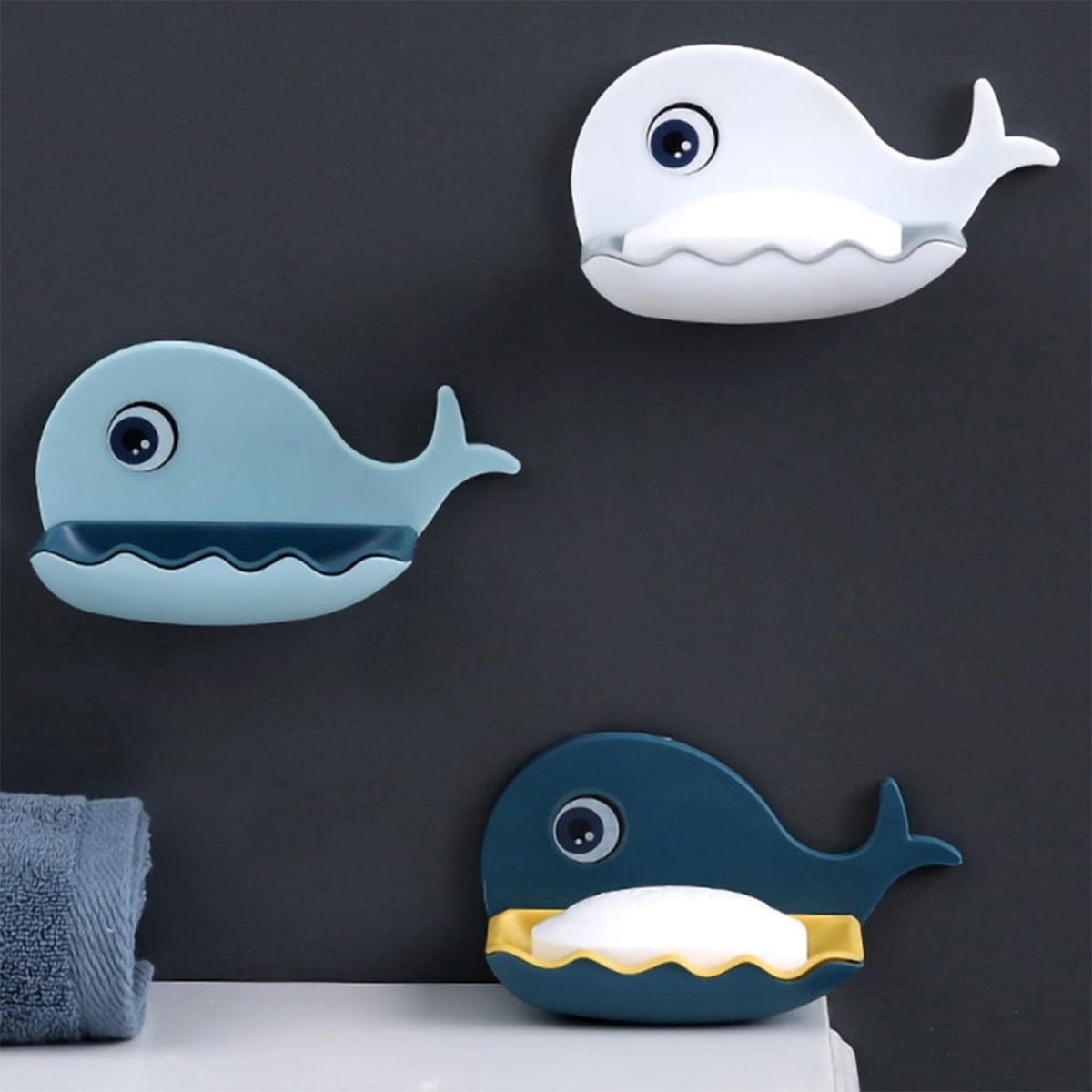 4747 Fish Shape Soap Dish Adhesive Waterproof Wall Mounted Bar Soap Dish Holder  (Pack of 2Pc)