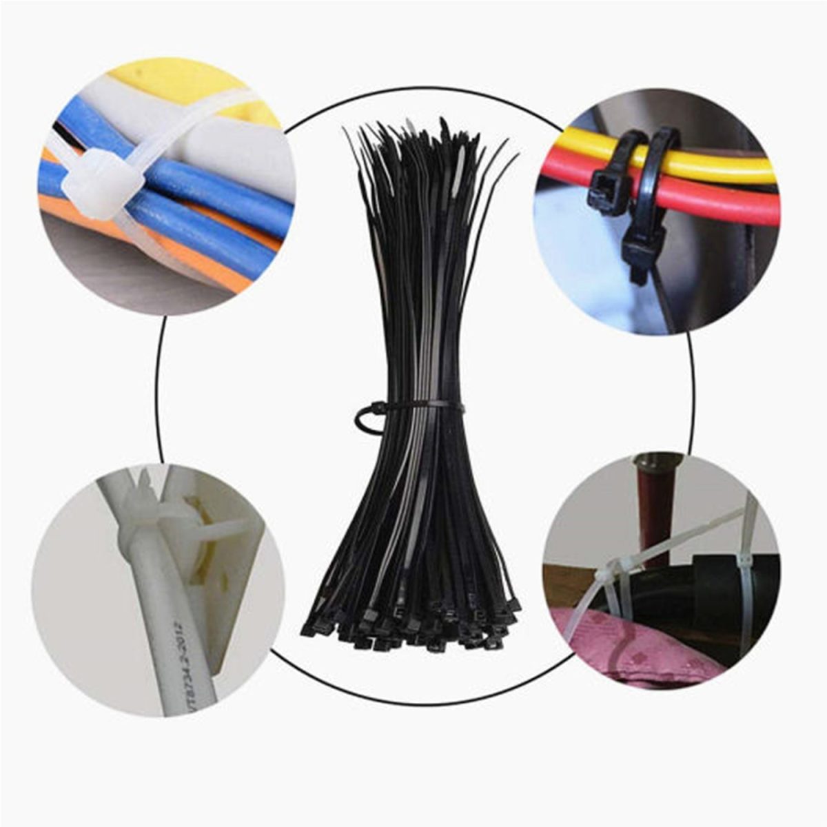 3140 8Inch Nylon Self Locking Cable Ties, Heavy Duty Strong Zip Wire Tie. Pack of 100 - Black.