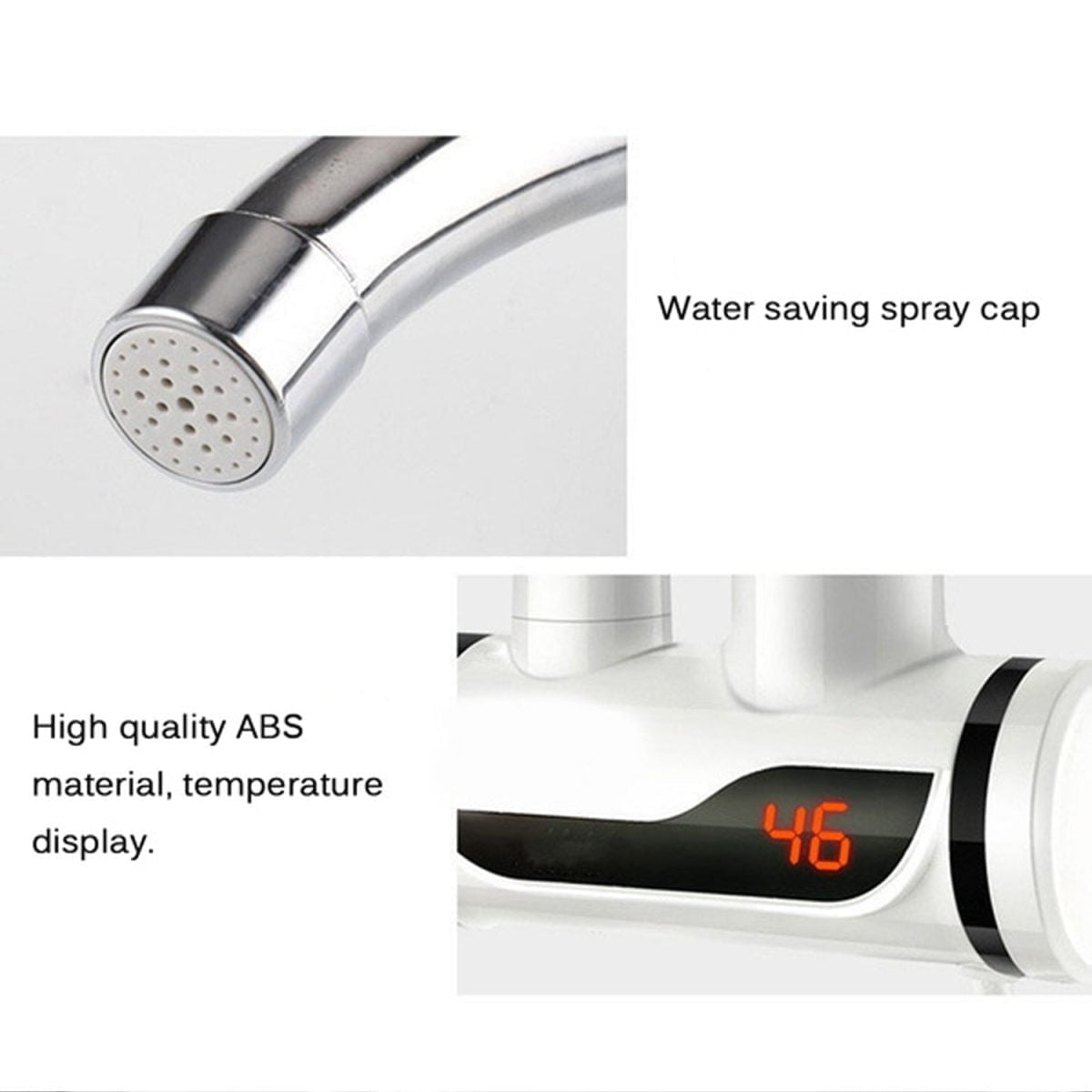 1684A Stainless Steel LED Digital Display Instant Heating Electric Water Heater Faucet Tap, Geyser