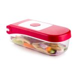 8102 Ganesh Plastic Chopper Vegetable and Fruit Cutter, Red