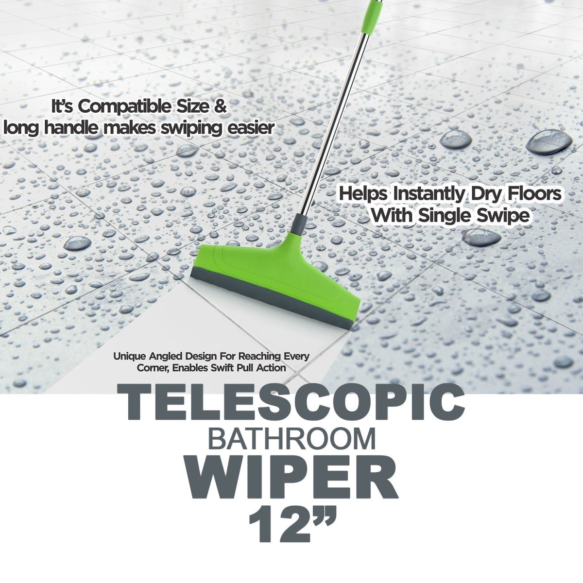 8708 Ganesh Telescopic Bathroom Wiper 12 Inch (30 cm)